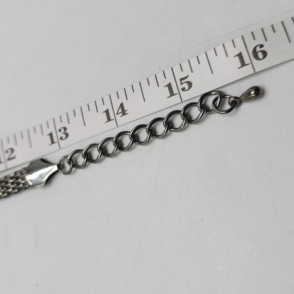 Vintage Mesh Chain Bib Necklace With Rhinestones Lobster Clasp - Picture 6 of 6